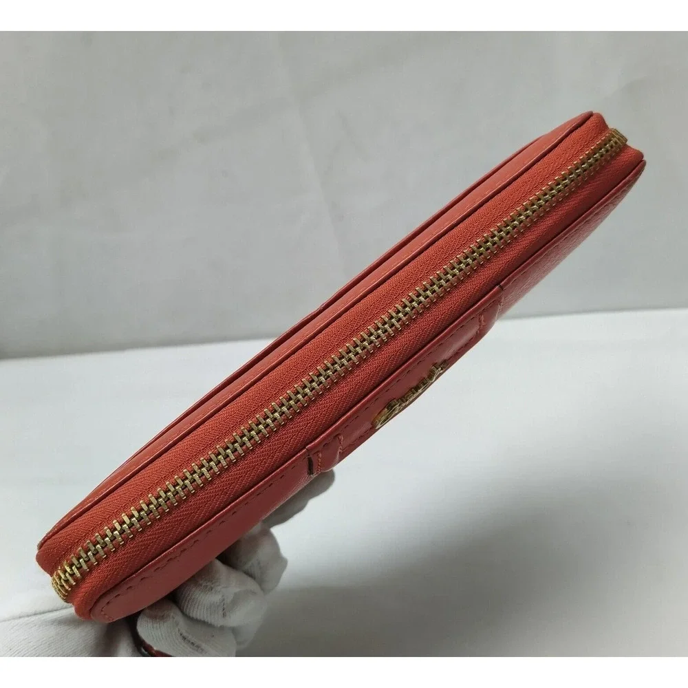 Coach Ashley Red Leather Zip Around Credit Card Wallet